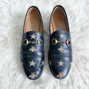 Gucci Jordaan Embroidered Leather Loafer Bee Star
Black Gold Horsebit Size 37.5